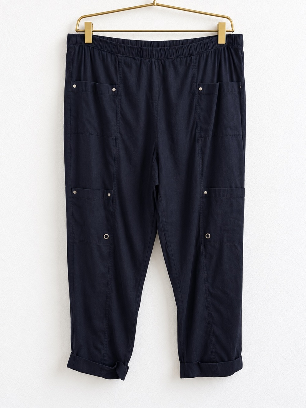 Blue Illusion Navy Linen Blend Cargo Pants 2L US 14